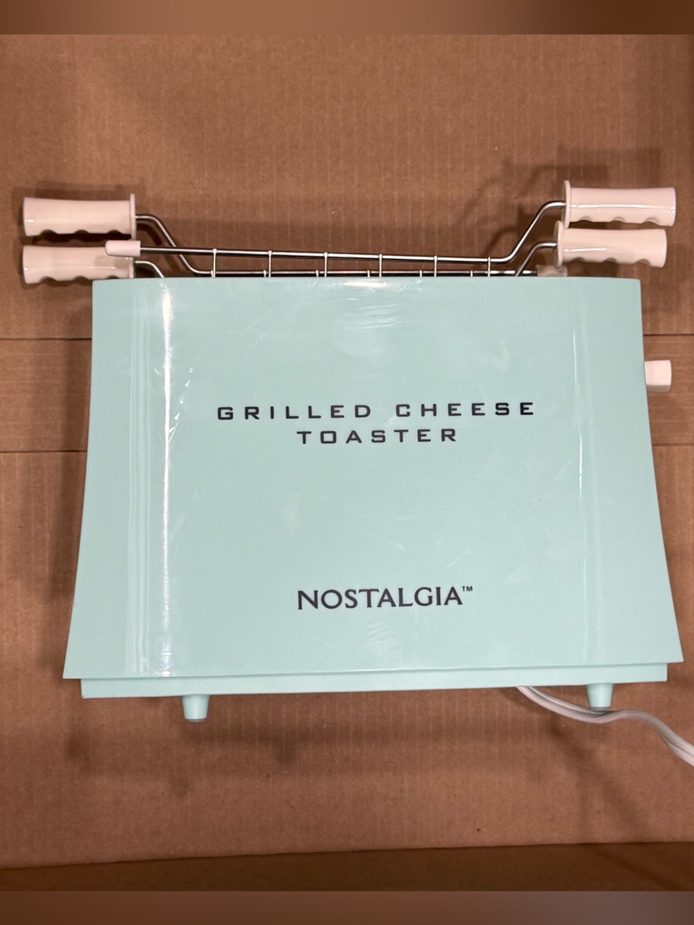 Nostalgia Retro Mint Grilled Cheese Toaster with Cream Handles